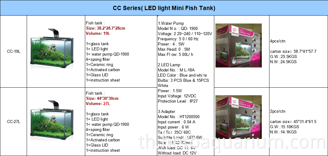 Fiber Fish Aquarium CC-27L Fish Farm Spa Tank